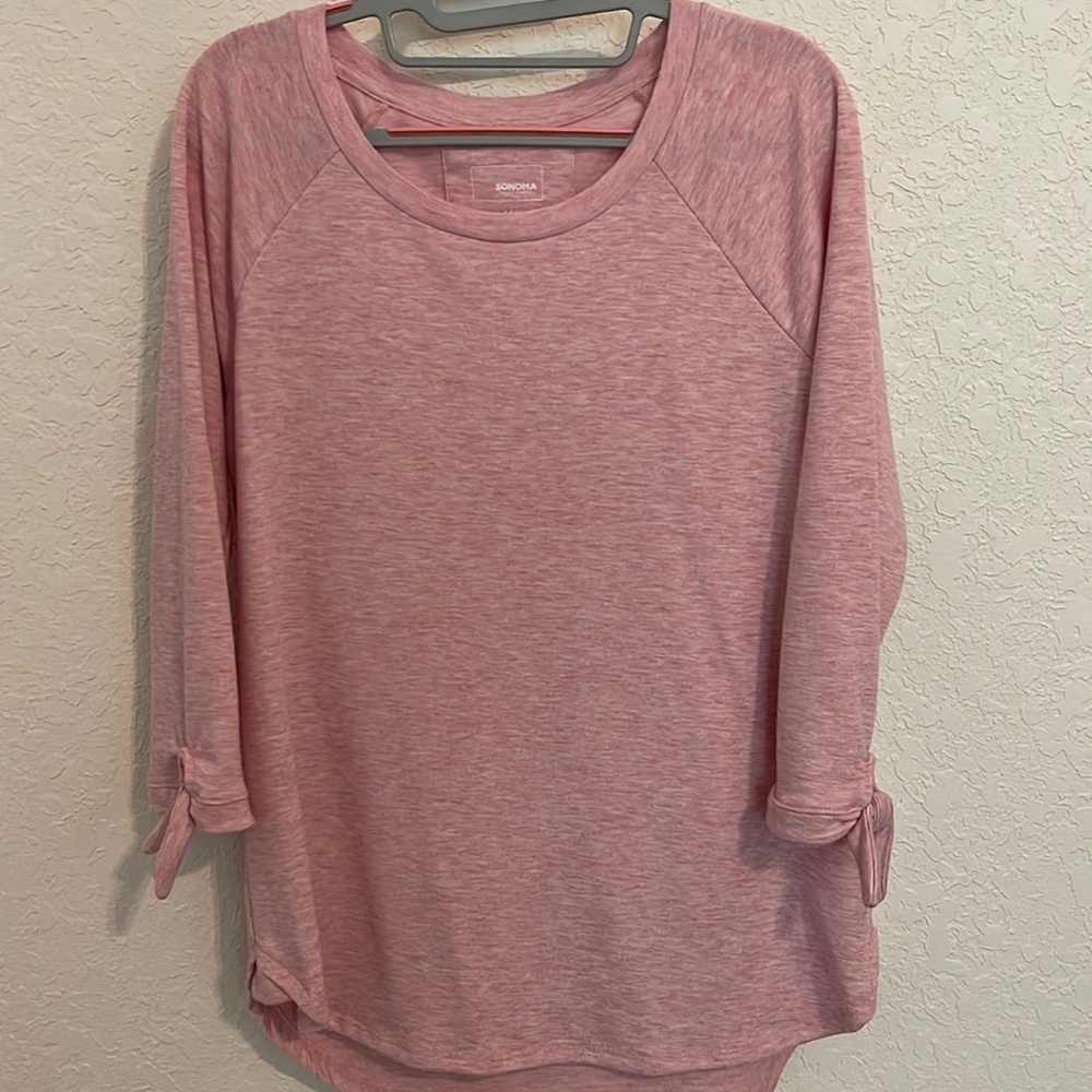 Pink Sonoma Sweatshirt Sweater Tunic Tee 3/4 sleeves  Medium